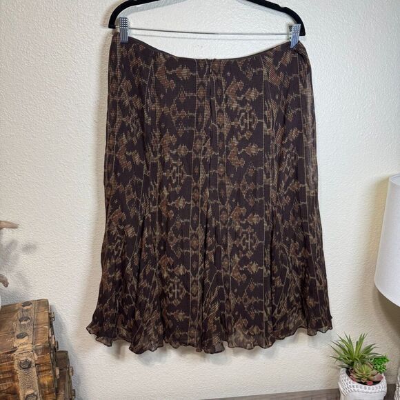 Lauren Ralph Lauren Knee Length Skirt Silk Blend Aztec Print Western Size 10 Y2k - Picture 4 of 7